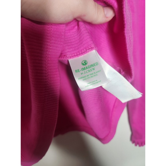 J Crew Vintage Rib Ruffle Mock Neck Long Sleeve Pink Shirt Barbiecore XL - Picture 7 of 10